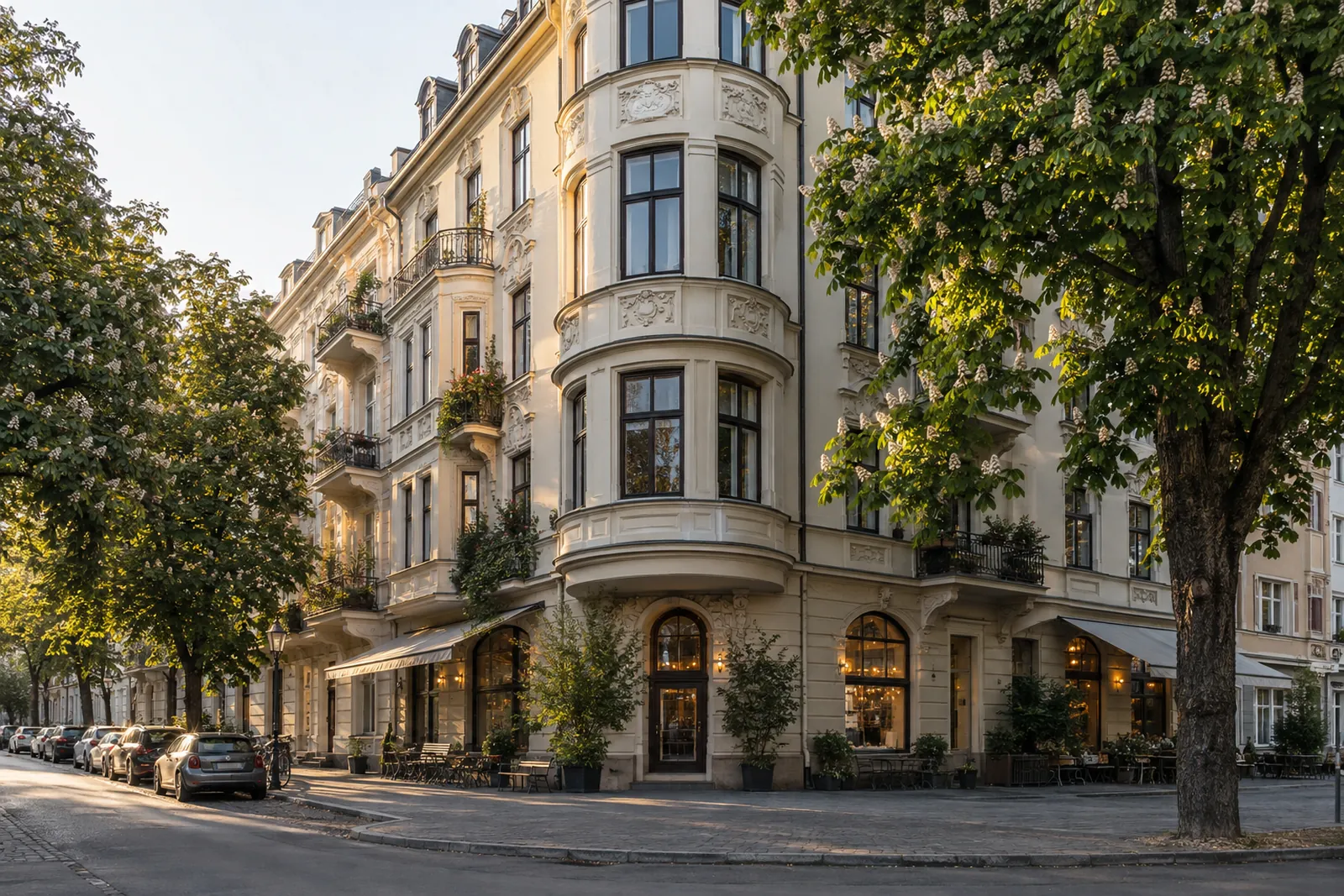 Altbau-Eckhaus mit Ladengeschäft und Wohnungen in der Münchner Maxvorstadt